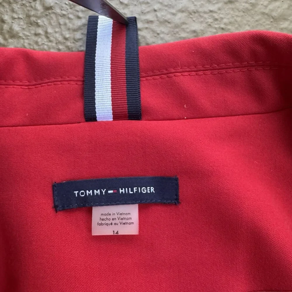 Tommy Hilfiger Women’s Red Coral Blazer Business Jacket One Button Sz 14